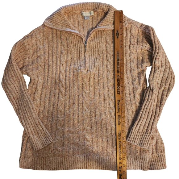 Christopher & Banks Medium Cable Knit Half-Zip Sweater Pink Marled Pullover - Picture 5 of 9